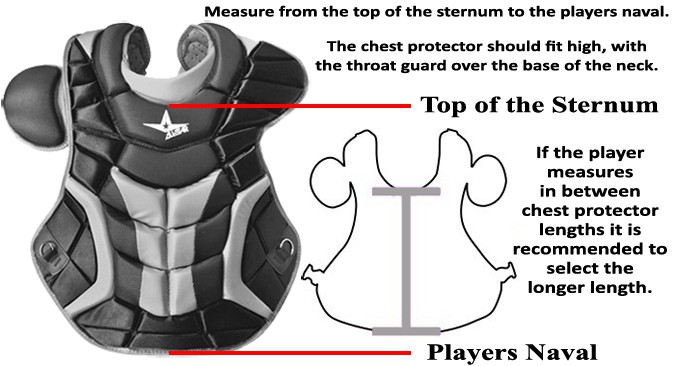 catcher chest protector size chart